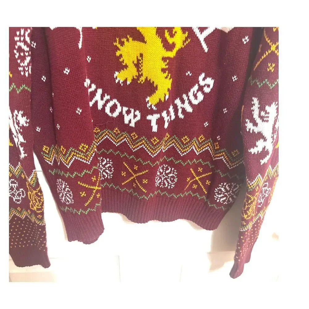 Game of Thrones Men's Dark Red Pullover Knit Fantasy Sweater Size Large Medieval